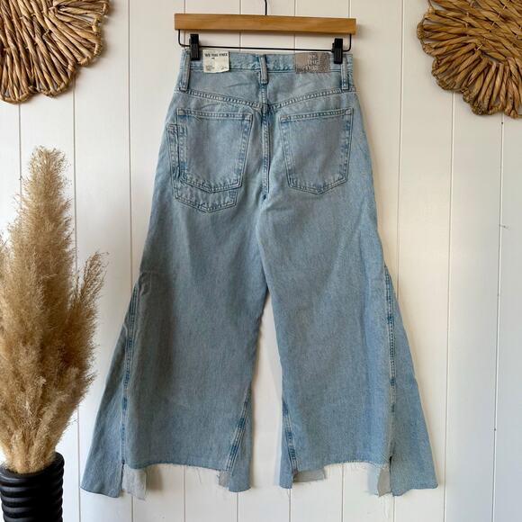 Free People jeans wide-leg 24L cropped pieced cotton flare pants - Picture 7 of 10